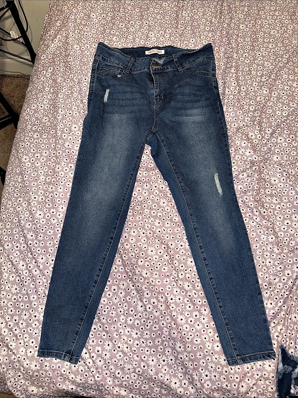 Haute Curve Plus Size Ripped Skinny Jeans Skinny Jeans in Blue